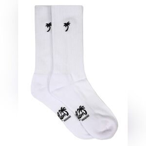 Local Motion Hawaii Palm Tree Socks, White Crew Fit Tubular Sport Sock Size 8-12